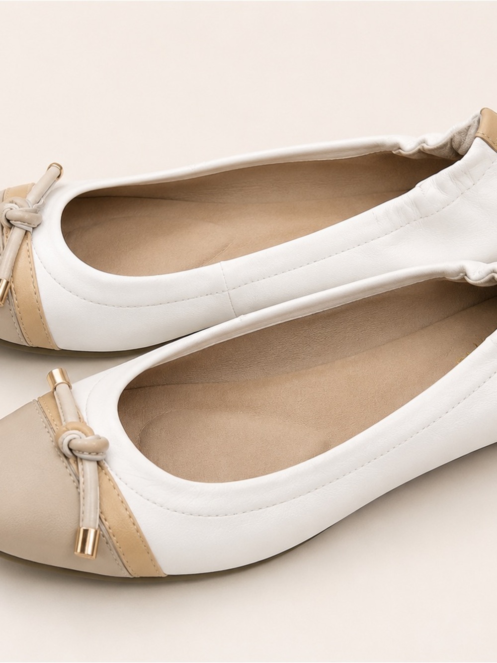 David Tate White Leather Cap Toe Ballet Flats | Comfort Slip-On Shoes